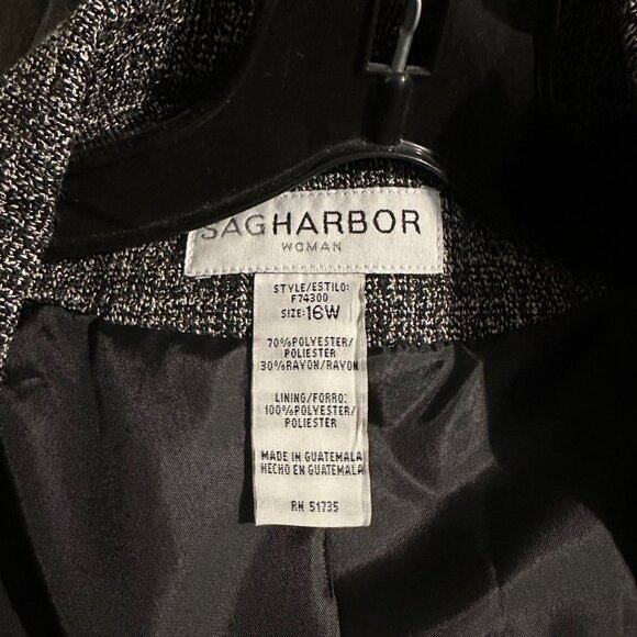 Sag Harbor Skirt Suit 16W Tweed Set NWT Black Gray Blazer Jacket Career Wear - Picture 5 of 12